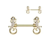 Gecko Brustwarzenpiercing - goldfarben