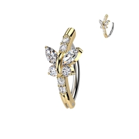 Piercing Clicker Front Schmetterling - goldfarben