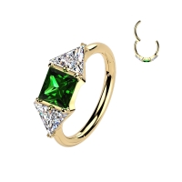 Piercing Titan grün Quadrat Zentrum gold