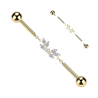 Industrial Piercing Kette Marquise Flügel gold