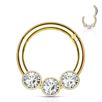 Piercing 3 Kristalle goldfarben 1,2x8