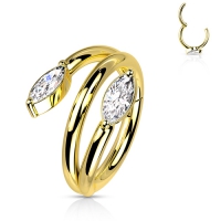 Piercing Clicker Doppelblatt goldfarben 8mm