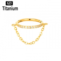 Piercing Clicker Titan einreihig mit Kette 1,2x8 gold