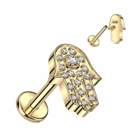 Hamsa-Piercing 1,2x6 Gold