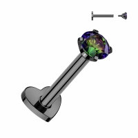 Schwarzes Piercing mit coolem Stein 6mm