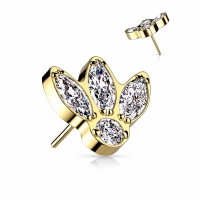 Piercing rund oben 3 Steine ​​1,2x6 Gold