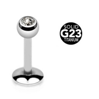 Piercing titanium wit steentje extern schroefdraad