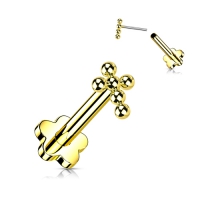 Piercing Titan Kugel Kreuz 1,2x6 vergoldet