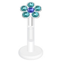 Piercing Blume aqua/blau