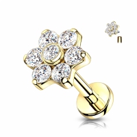 Titan CZ Blumentop 1,2x6 mm vergoldet