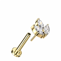 Piercing Push in 3 Marquise 1,2x6 vergoldet