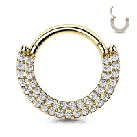 Piercing Titan Clicker Doppelschicht mit Edelsteinen 1,2x8 vergoldet