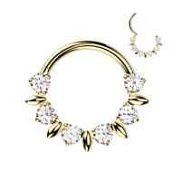 Piercing Titanring 6 Frontsteine ​​8mm gold