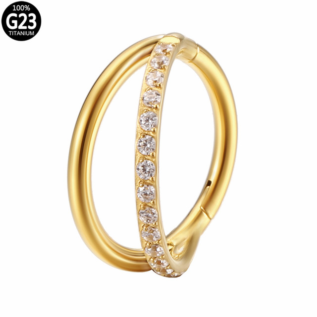 Piercing titanium high quality double lined steen en egaal Piercing titanium high quality double lined steen en egaal