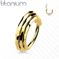 Piercingring Titan dreifach gefüttert facettiert vergoldet