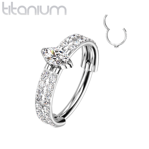 Piercing titanium Double-Lined Marquise Center CZ Piercing titanium Double-Lined Marquise Center CZ
