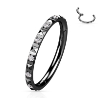 Piercing hochwertiger CZ Stein zwischen Pyramid Cuts schwarz