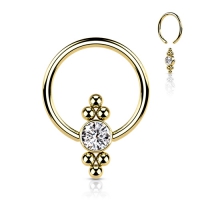 Piercing Ball Closure Ring flache Kugel Cluster vergoldet