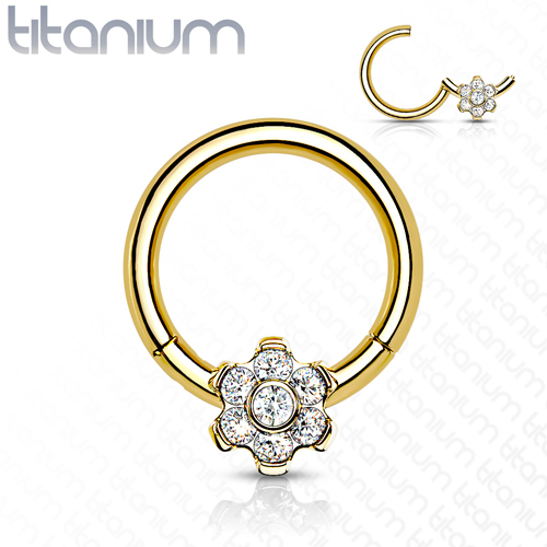 Piercing titanium front flower gemmed Piercing titanium front flower gemmed