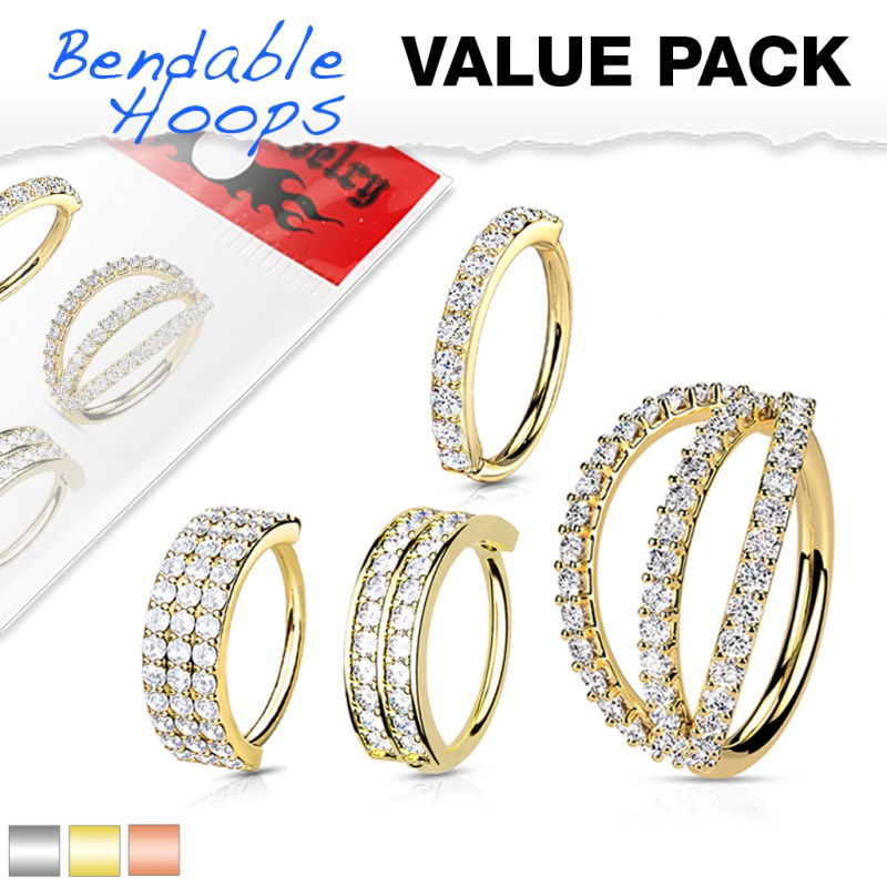 Voordeelset 4 pack assortiment buigbare hoop rings Voordeelset 4 pack assortiment buigbare hoop rings