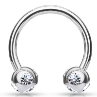 Piercing Kristallkugel Ring weiß