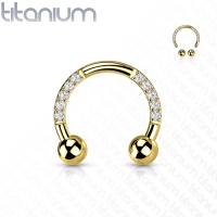 Hufeisen Titan CZ Steine ​​goldfarben 1,2x8mm