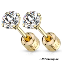 Ohrringe, 2-seitig, 3 mm vergoldet