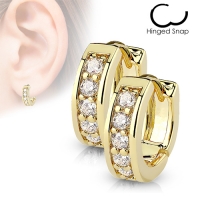 Ohrringe Ring vergoldet mit weißen Steinen