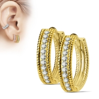 Creolen mit Mittelsteinen, vergoldet