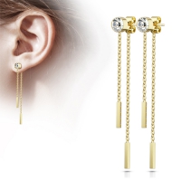 Ohrstecker mit freihängendem Doppelkettensteg, vergoldet