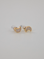 Oorbel stud maan met glitters 0.8