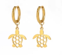Ohrringe Anhänger mit Schildkröte gold