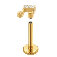 Titan-Einsteck-Musiknoten-Top ohne Gewinde, gold