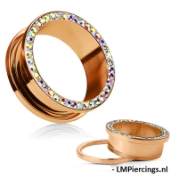 2,4 mm Schraubtunnel in Roséfarbe mit mehrfarbigen Steinen