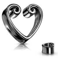 12 mm Double Flare Vintage Herz schwarz