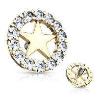 Dermal Top Kreis mit Stern vergoldet 1,6mm