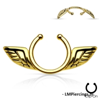 Fake Brustwarzenpiercing Engelsflügel goldfarben