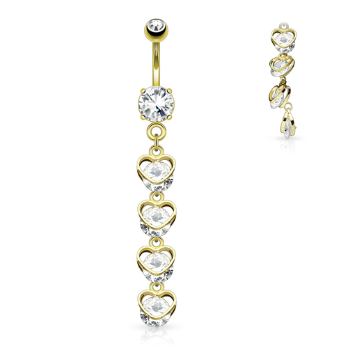 Navelpiercing 4 verticale hartjes hanger Navelpiercing 4 verticale hartjes hanger