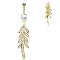 Bauchnabelpiercing Blatt vergoldet