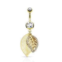 Bauchnabelpiercing Doppelblatt vergoldet 14kt.