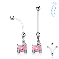 Schwangerschafts-Bauchnabelpiercing Kinderwagen rosa