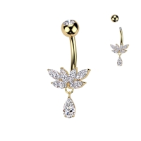 Elegantes Bauchnabelpiercing mit Tropfenanhänger in Gold