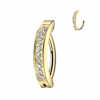 Piercing ovales schlichtes Design mit Steinen 1,6x10 vergoldet