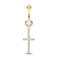 Bauchnabelpiercing Anhänger Kreuz vergoldet