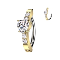 Piercing ovale Steine ​​mit Herz in der Mitte gold