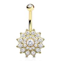 Bauchnabelpiercing Dahlie weiß vergoldet