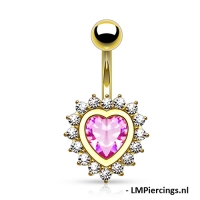 Bauchnabelpiercing Steine ​​um Herz rosévergoldet