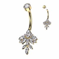 Bauchnabelpiercing Blattranke Marquise gold