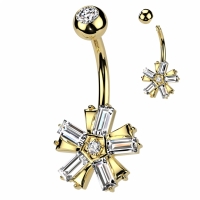 Piercing Baguette CZ Blume gold