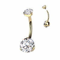 Piercing eleganter Doppelstein Gold